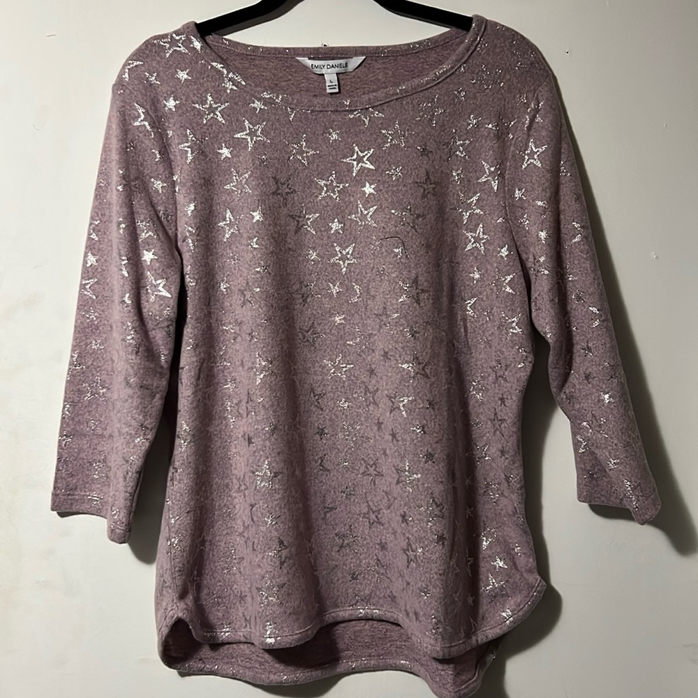 Pink top with silver stars size L